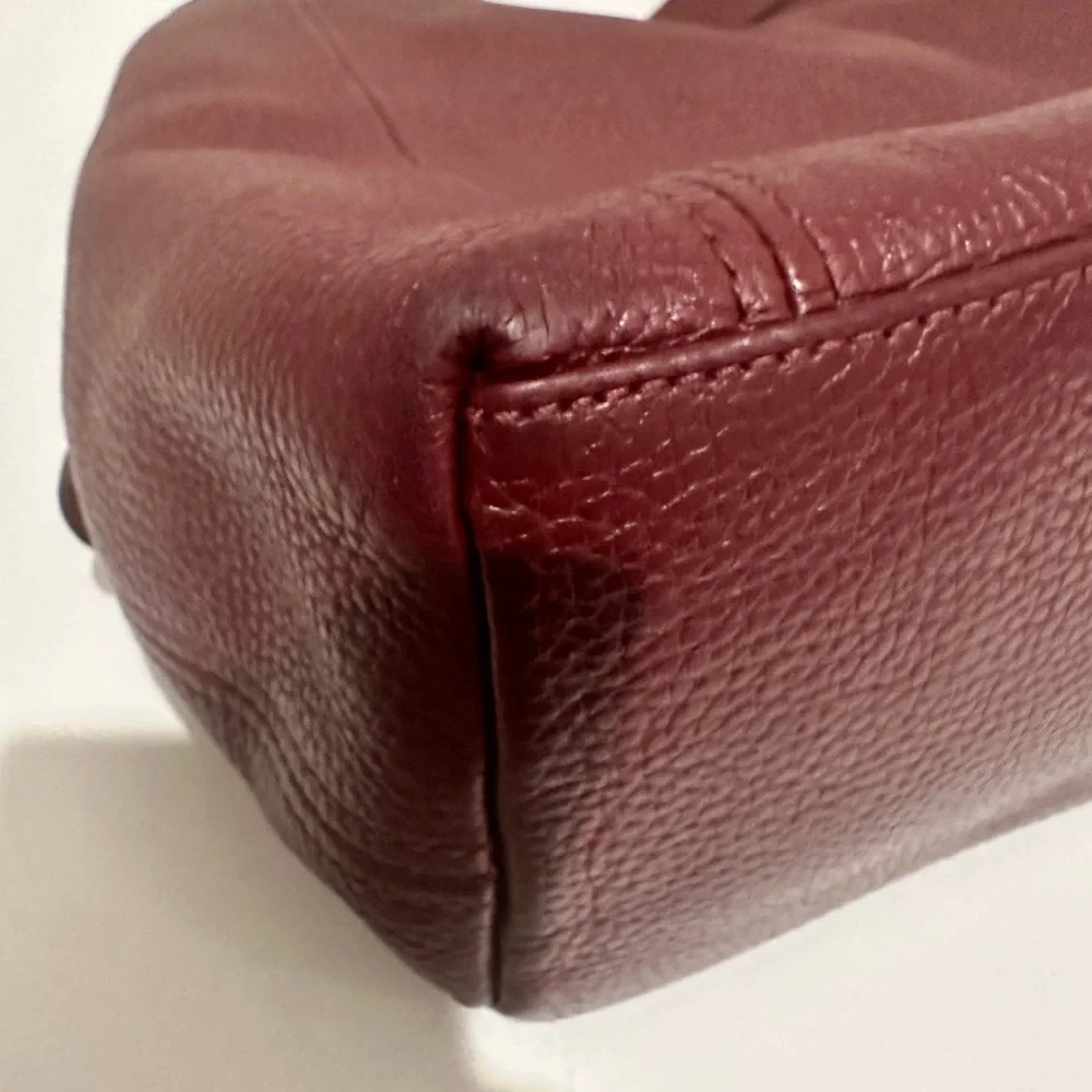 Michael Kors Jet Set Merlot Pebbled Leather Large Shoulder Bag Tote Chain Strap
